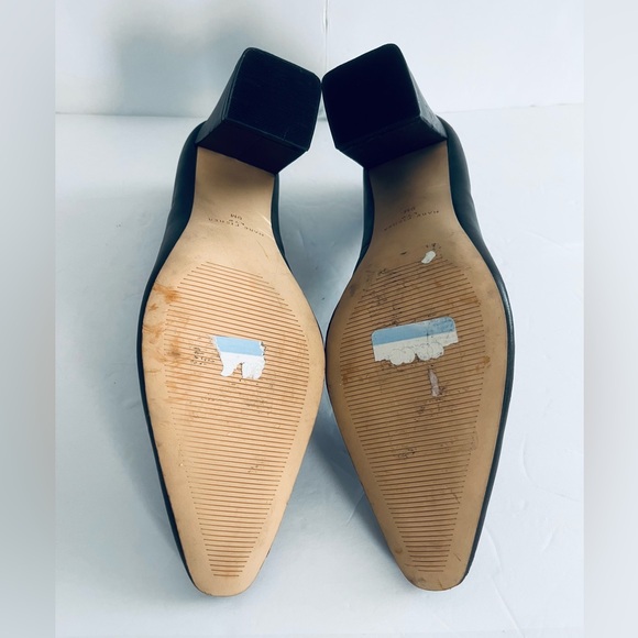 MARC FISHER Women’s Yalina Black LEATHER Pump Chunky Block Heel Shoes Size 9 NEW - Picture 10 of 10